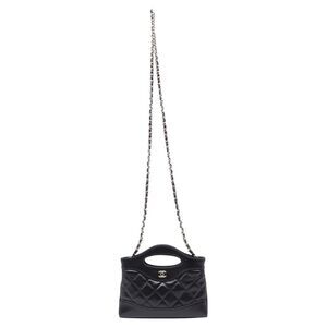 Chanel Quilted Nano 31 Shopping Bag in Black Leather
